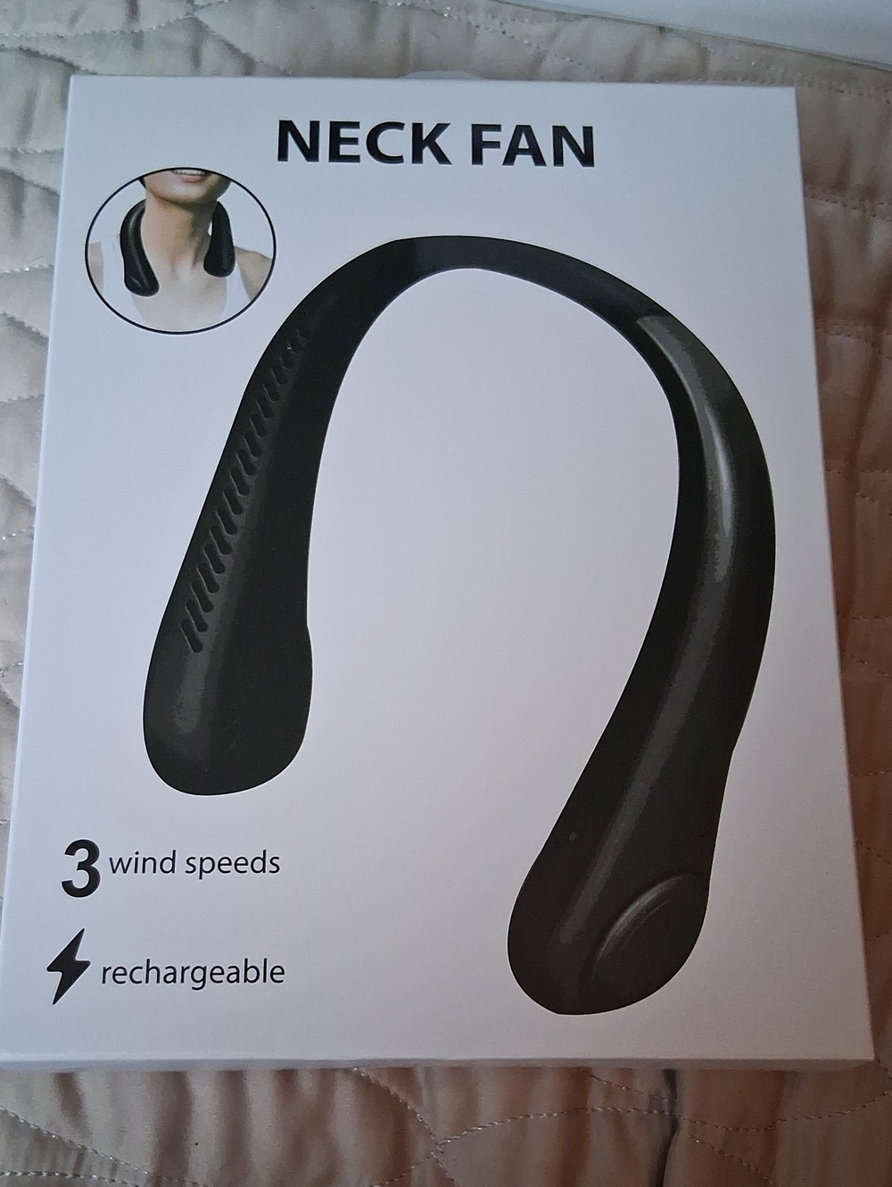 Black Rechargeable Neck Fan - Hands-Free Cooling
